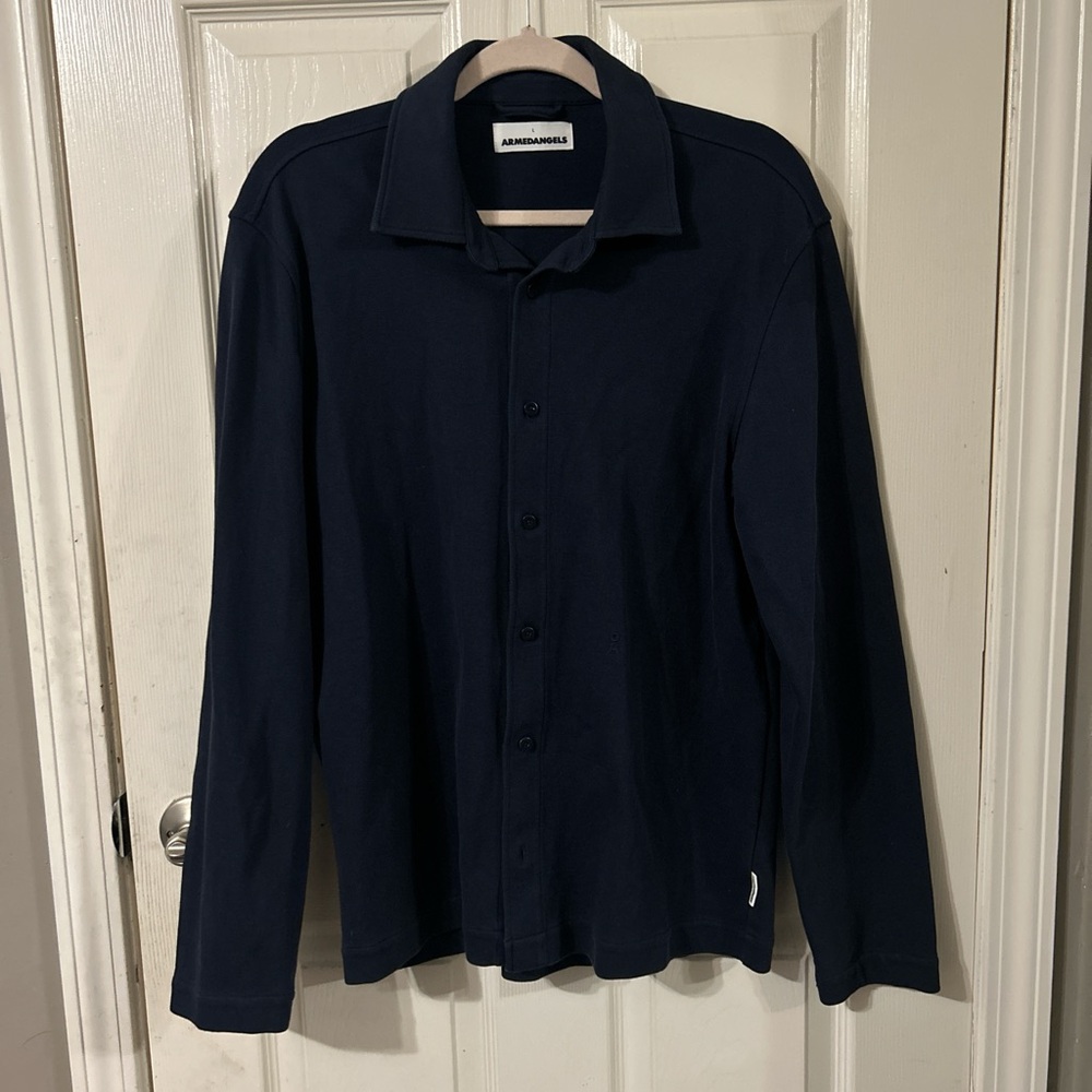 ArmedAngels Navy Long Sleeve Button-Up Shirt